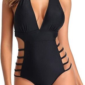 Temp Me Plunge V Neck One Piece Sexy Swimsuit Size XL Like New